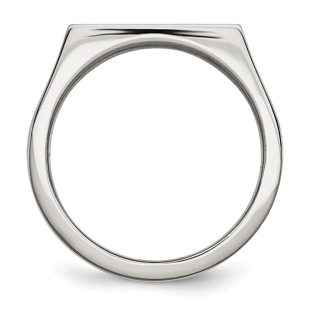 Stainless Steel Polished 1/4ct Black & White Diamond Ring
