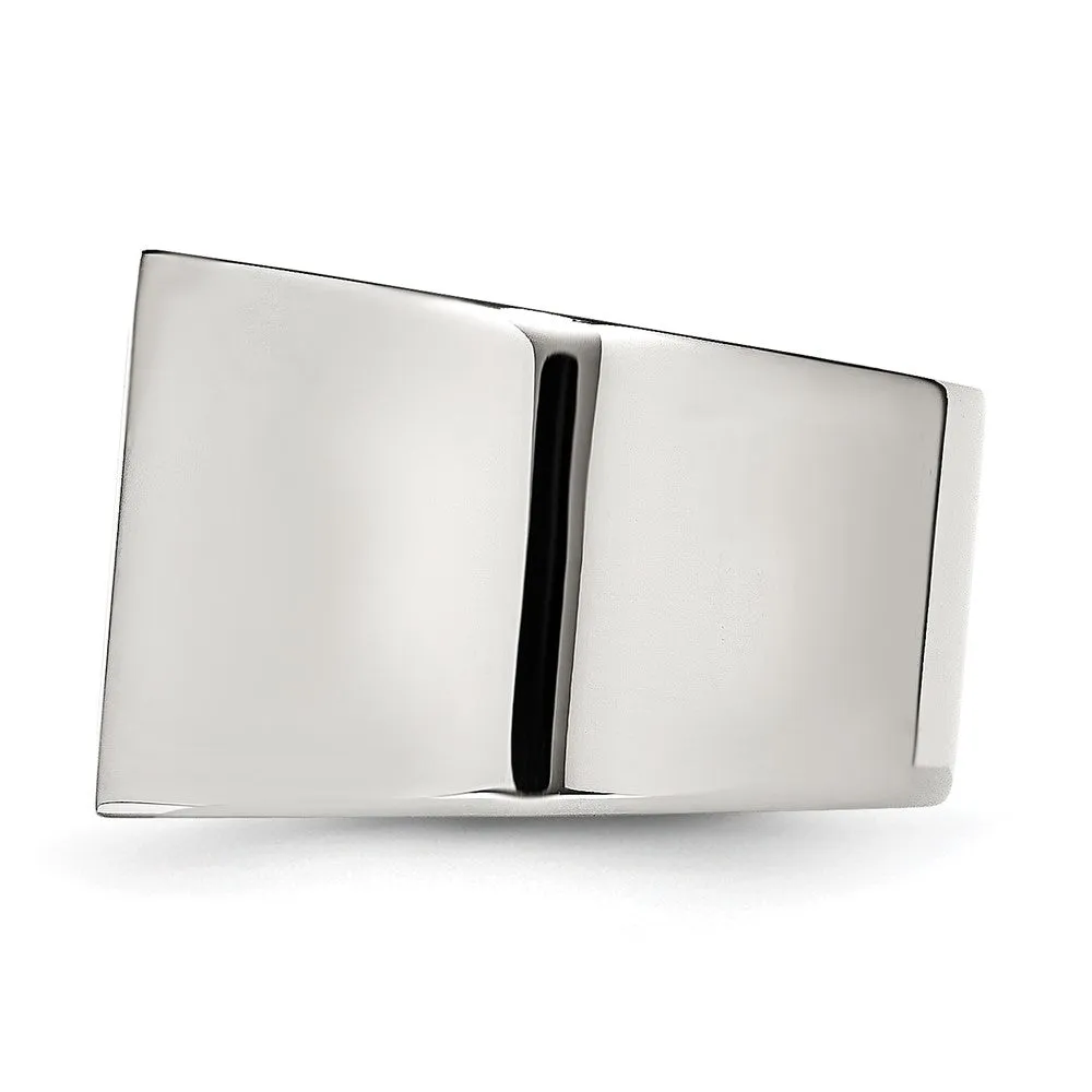 Stainless Steel Polished 1/4ct Black & White Diamond Ring