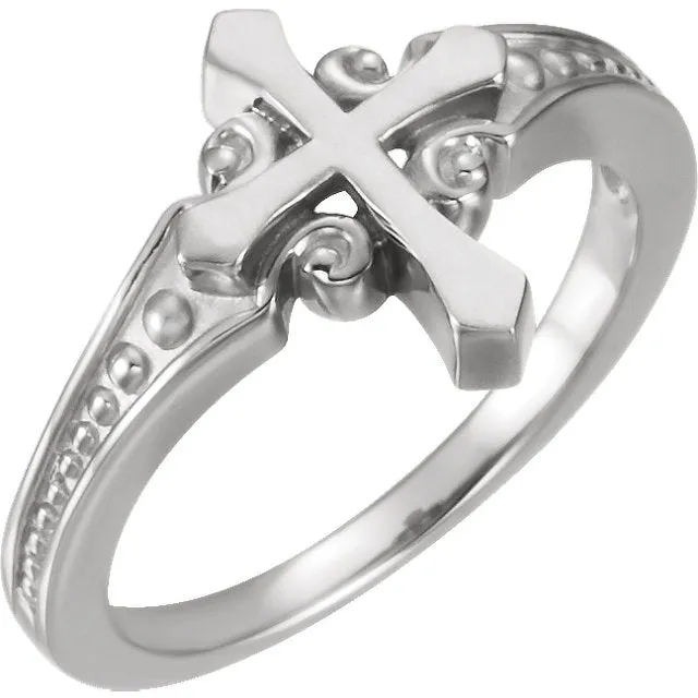 Sterling Silver Cross Ring, Size 7