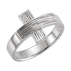 Sterling Silver CROSS RUGGED CHASTITY RING W/BOX, Size 11