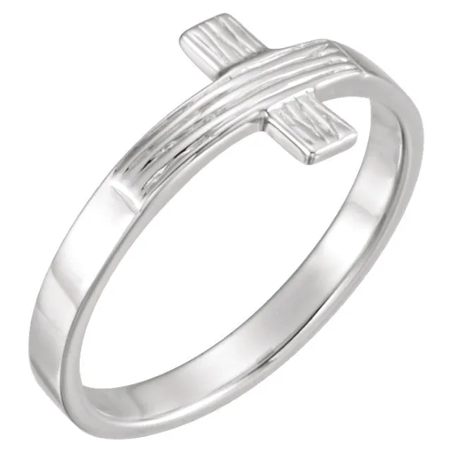 Sterling Silver CROSS RUGGED CHASTITY RING W/BOX, Size 7