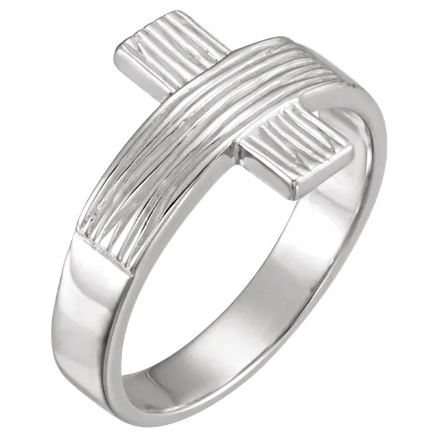 Sterling Silver CROSS RUGGED CHASTITY RING W/BOX, Size 7