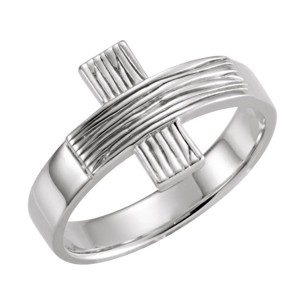 Sterling Silver CROSS RUGGED CHASTITY RING W/BOX, Size 7