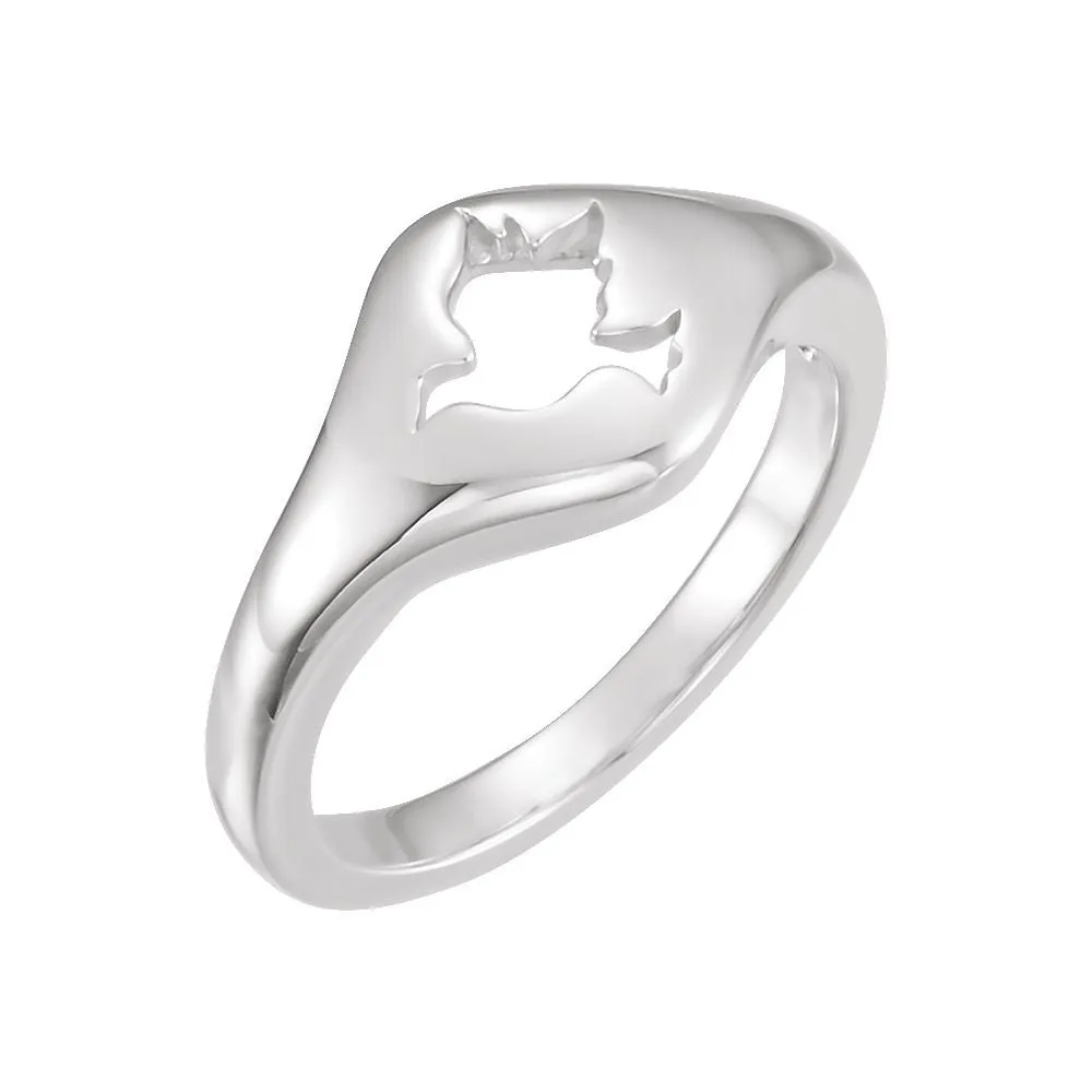 Sterling Silver Dove Ring, Size 7