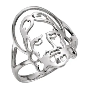 Sterling Silver Face of Jesus Ring, Size 8