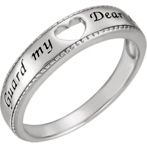 Sterling Silver Guard My Heart Ring, Size 8
