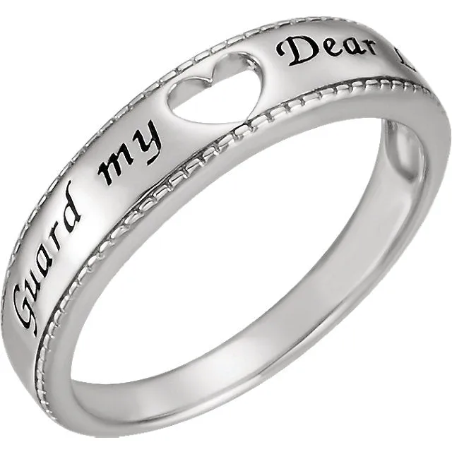 Sterling Silver Guard My Heart Ring, Size 8