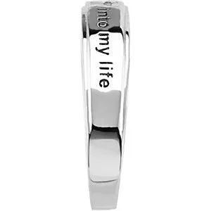 Sterling Silver I Asked Jesus Into My Life Ring, Size 7