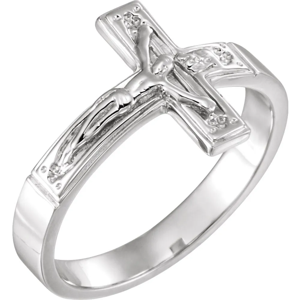 Sterling Silver Ladies Crucifix Chastity Ring Size 6