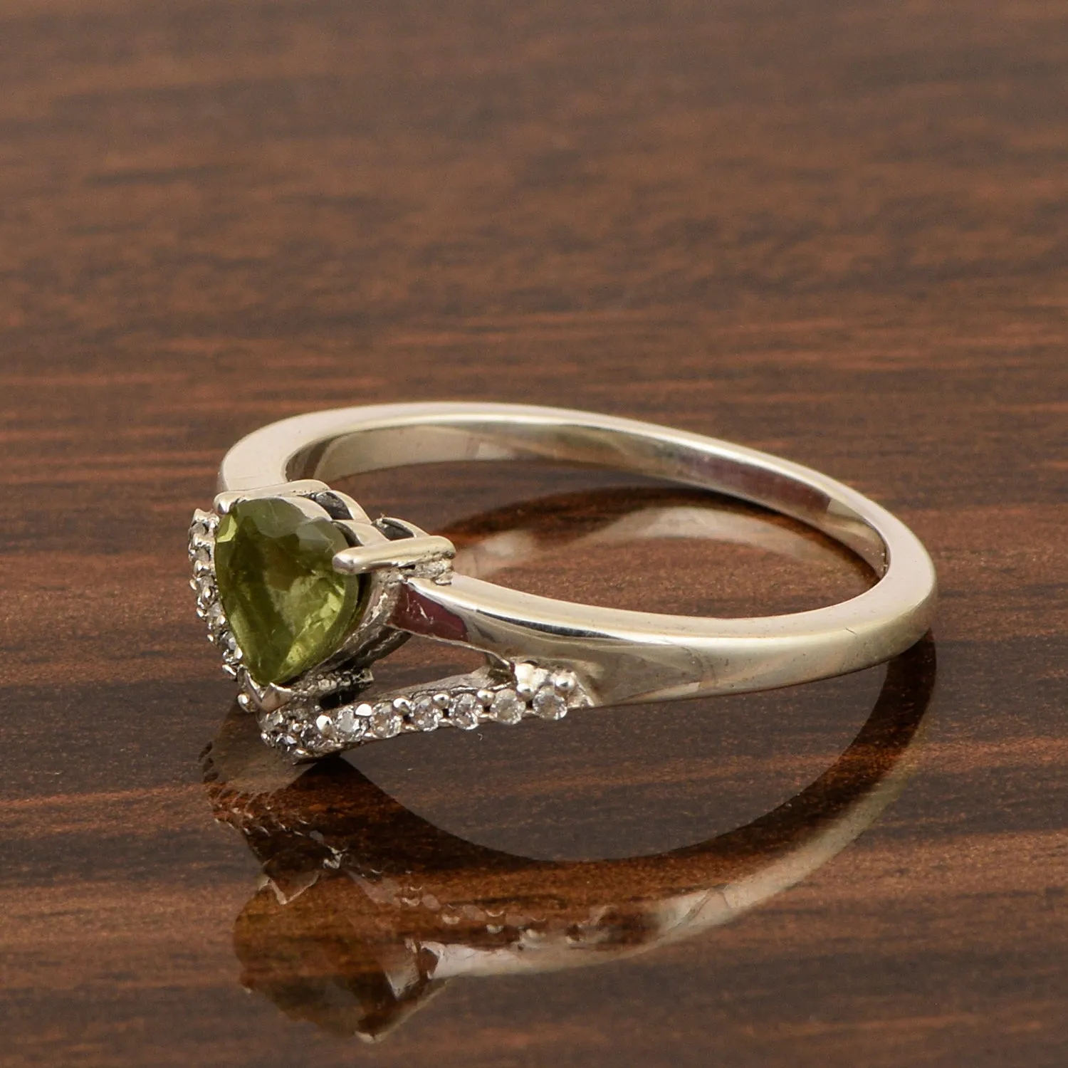 Sterling Silver Love Heart Cut 5MM Peridot Engagement Rings