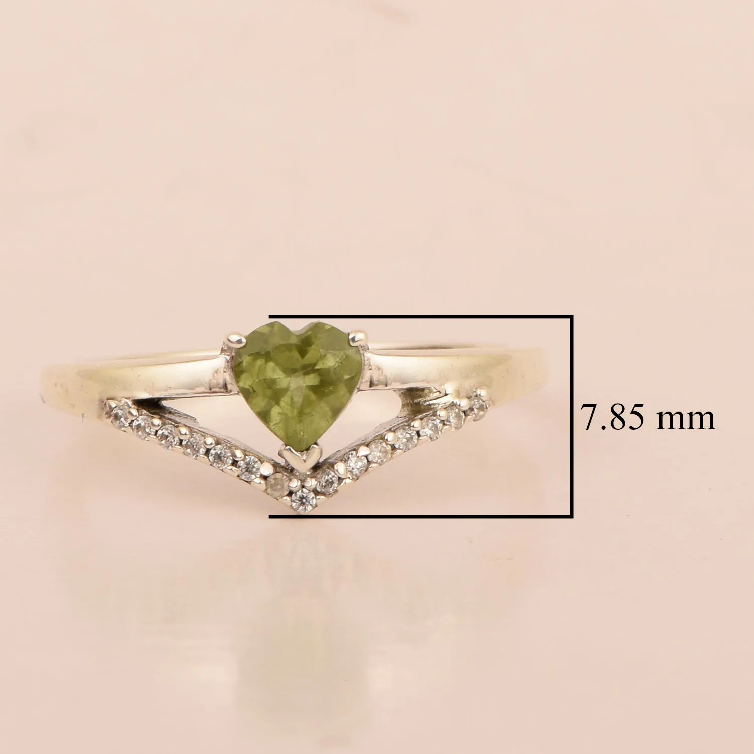 Sterling Silver Love Heart Cut 5MM Peridot Engagement Rings