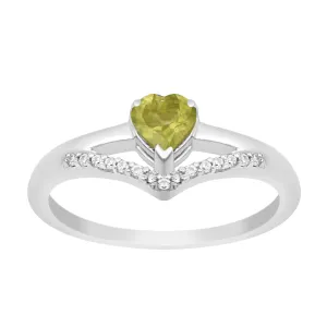 Sterling Silver Love Heart Cut 5MM Peridot Engagement Rings