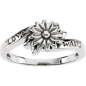 Sterling Silver Love Waits Chastity Ring with Packaging, Size 6
