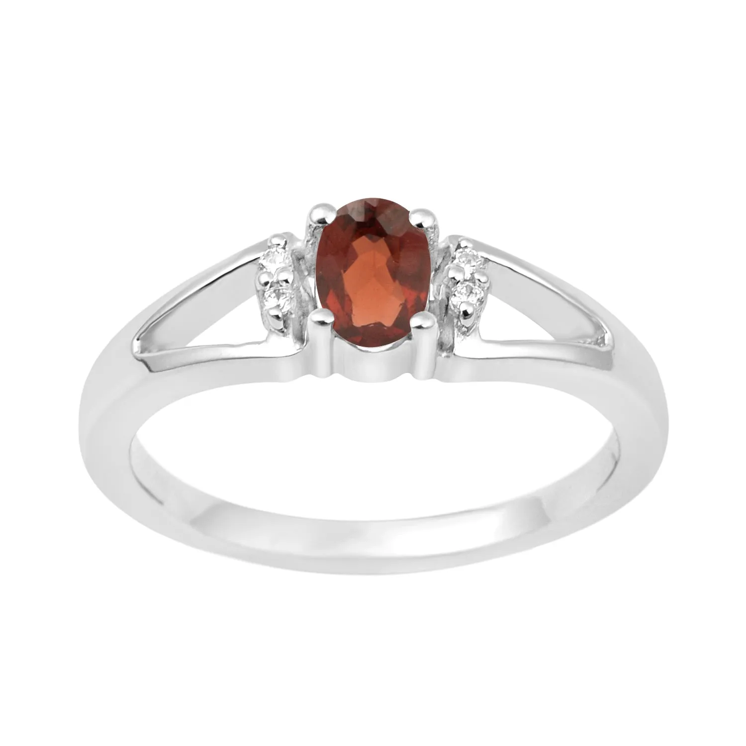 Sterling Silver Oval 6X4 MM Red Garnet Gemstone Solitaire Engagement Rings