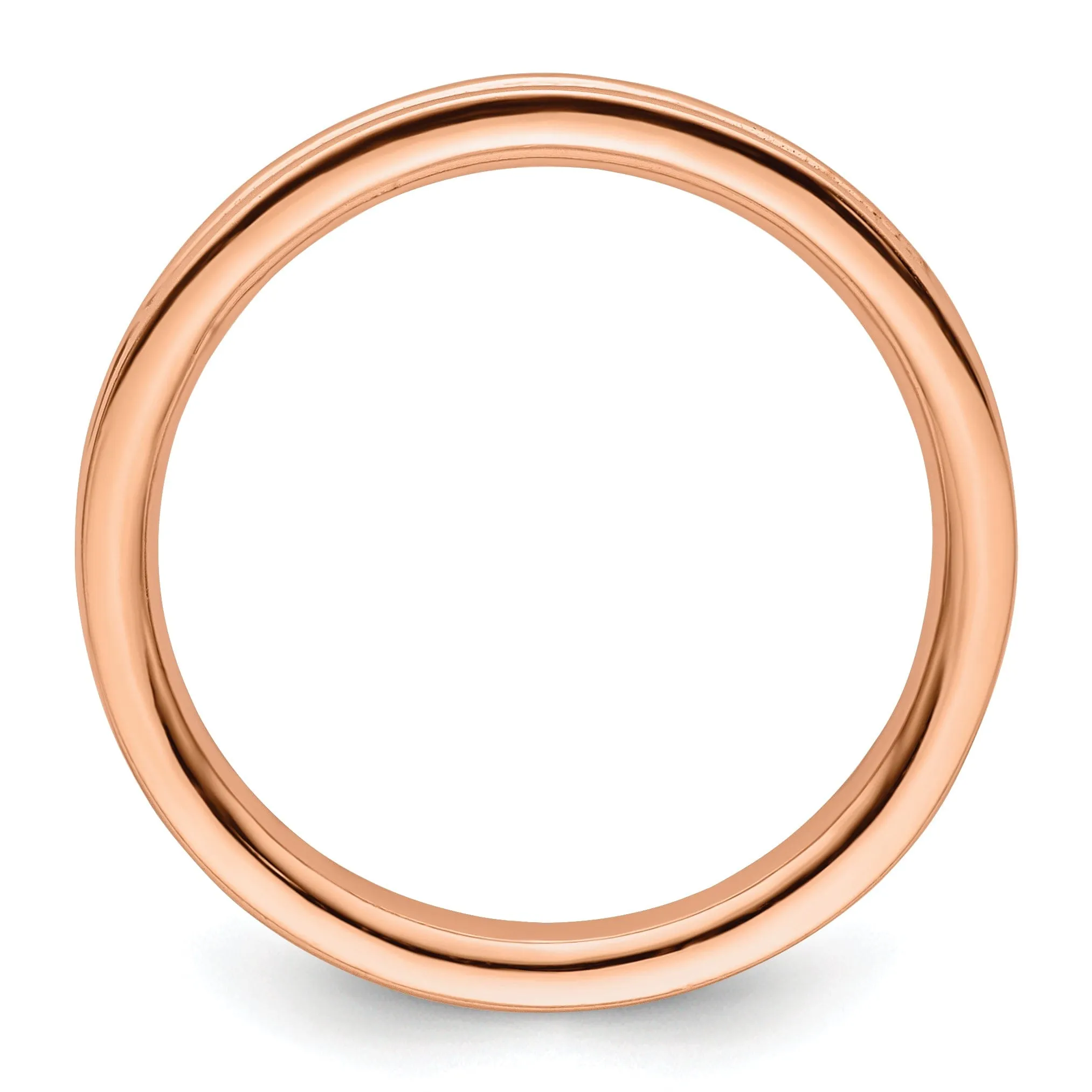 Sterling Silver Pink-Plated Grooved Ring