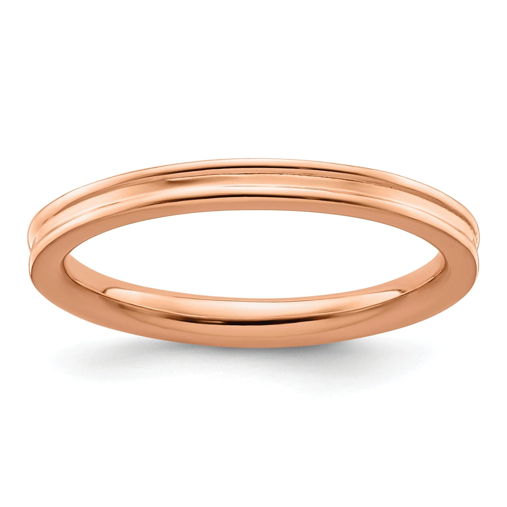 Sterling Silver Pink-Plated Grooved Ring
