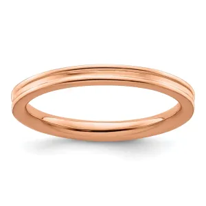 Sterling Silver Pink-Plated Grooved Ring