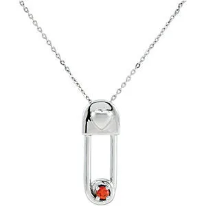 Sterling Silver Safe in My Love Birthstone Necklace