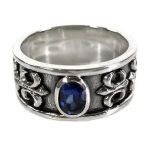 Sterling Silver Sapphire Mens Rings