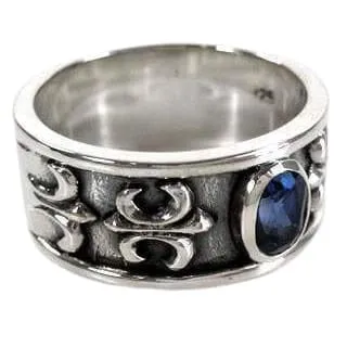 Sterling Silver Sapphire Mens Rings