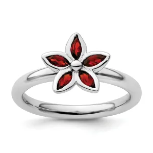 Sterling Silver Stackable Expressions Garnet Ring