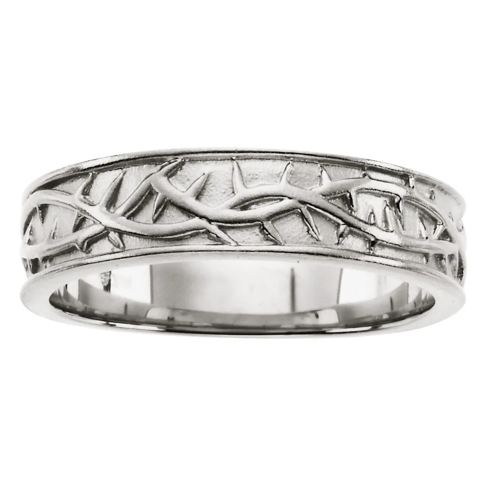 Sterling Silver Thorn Design Band, Size 11