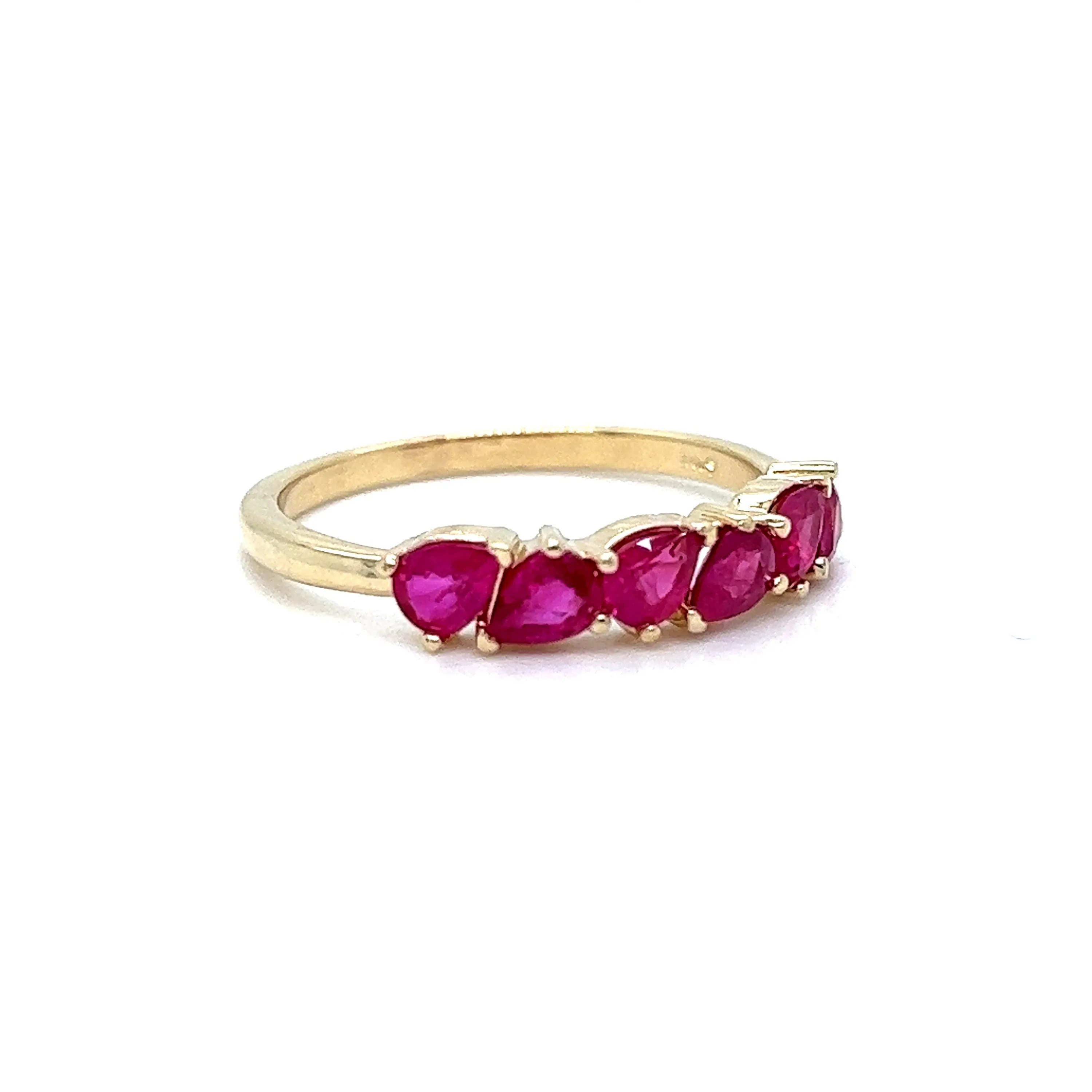 Stunning 14K Yellow Gold Ruby Ring Wedding Band.