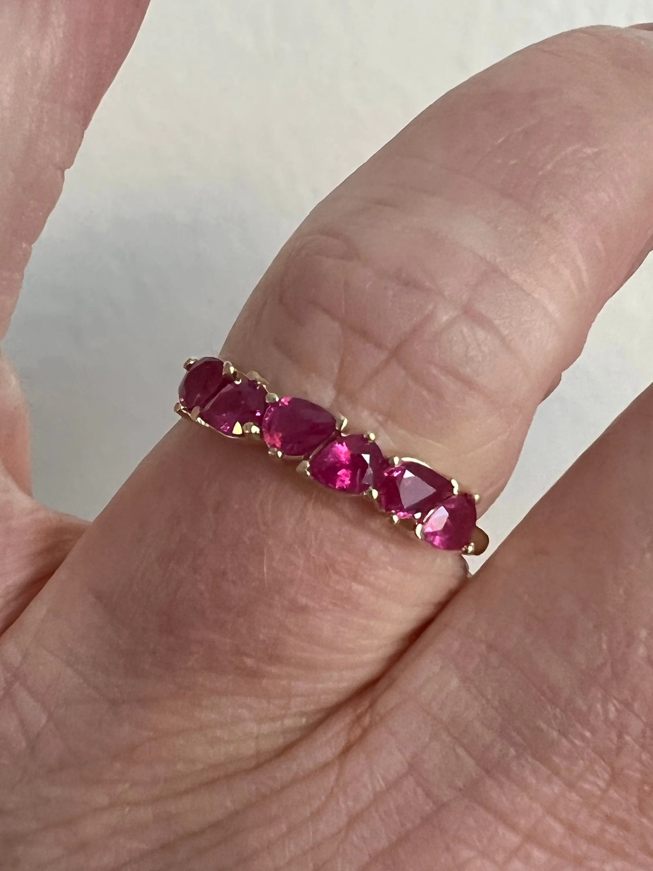 Stunning 14K Yellow Gold Ruby Ring Wedding Band.