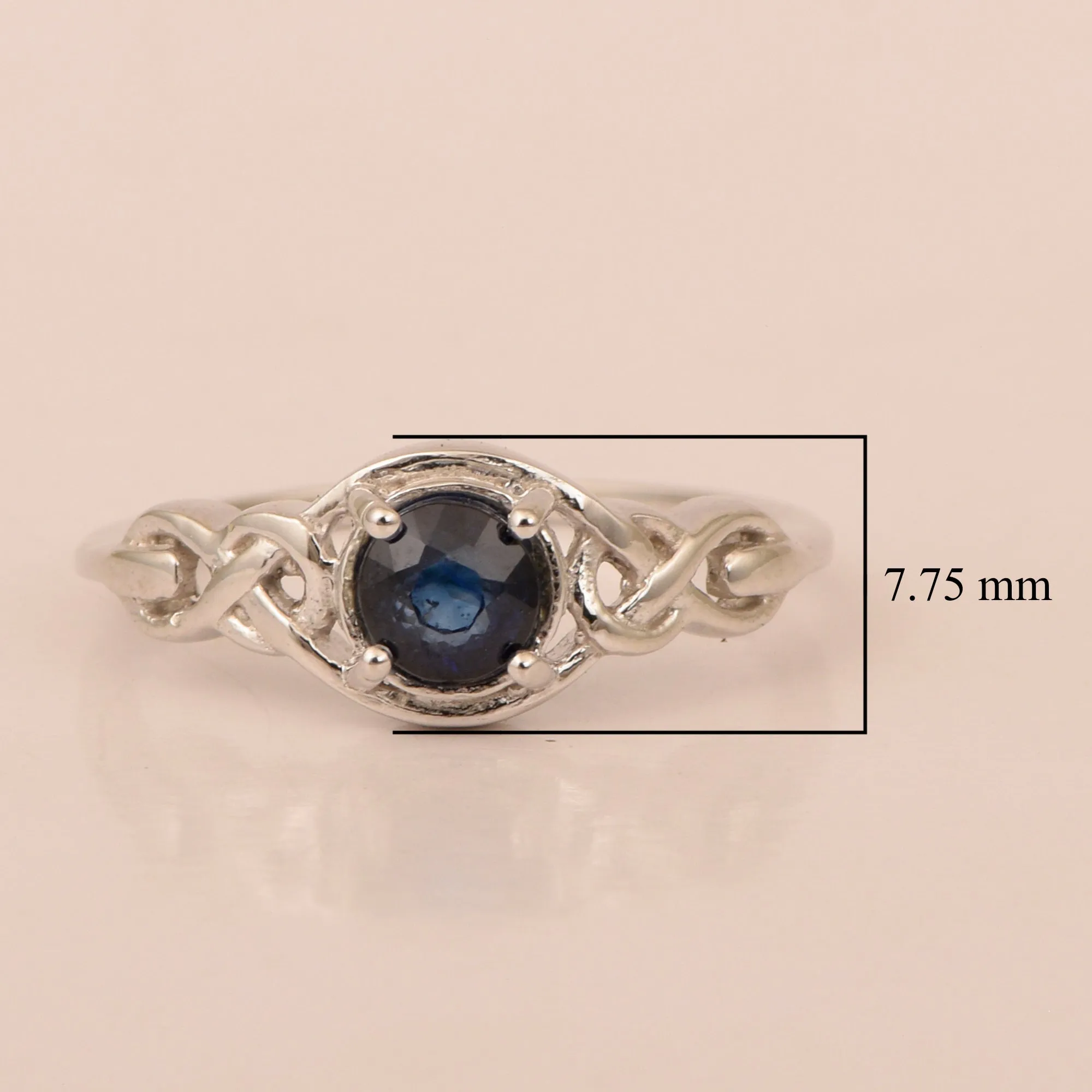 Stylish 925 Sterling Silver Round 6MM Blue Sapphire Women Love Wedding Ring