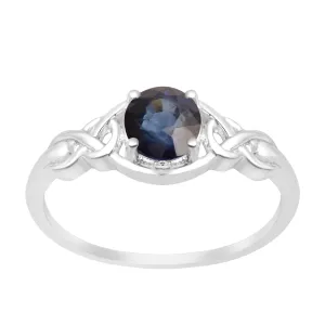 Stylish 925 Sterling Silver Round 6MM Blue Sapphire Women Love Wedding Ring