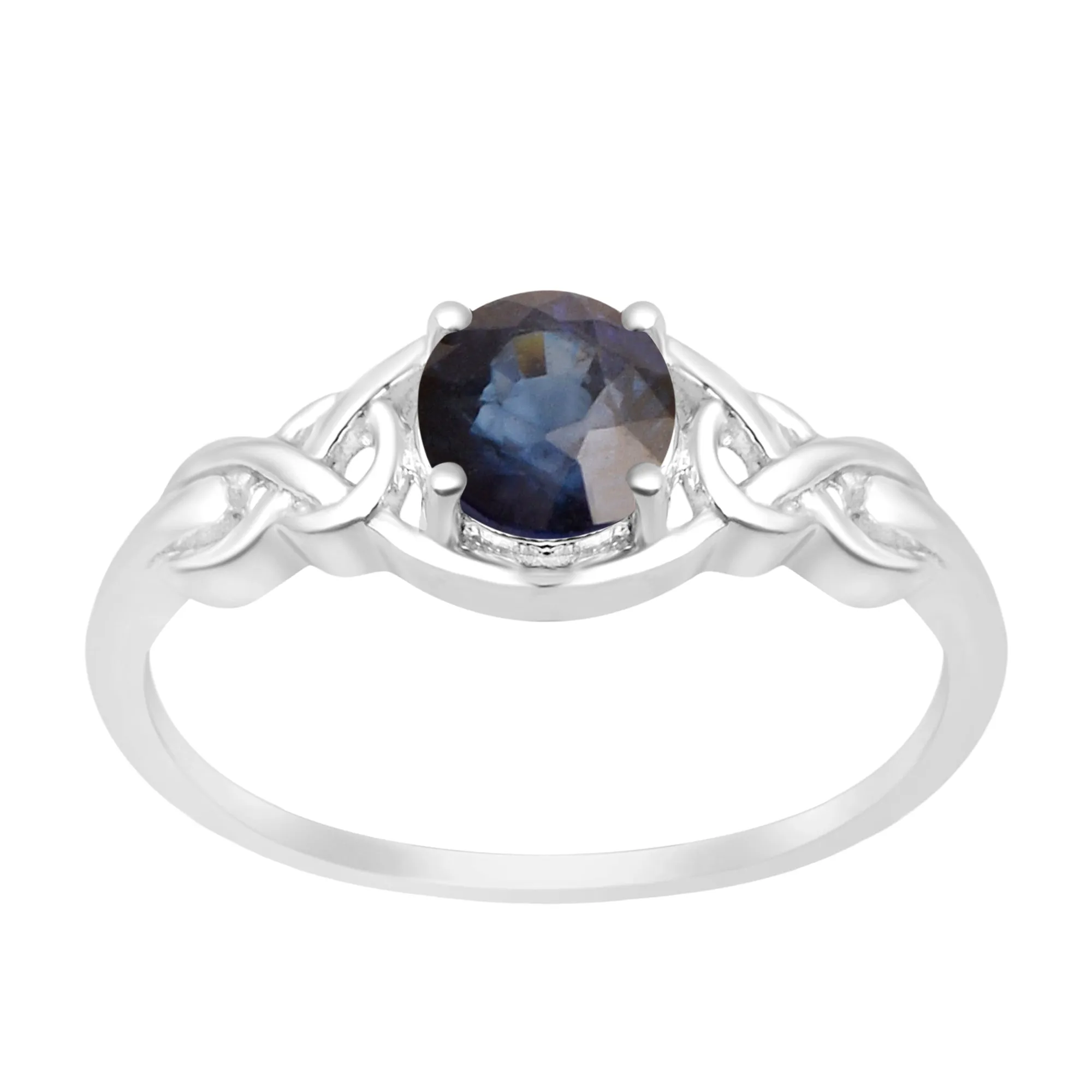 Stylish 925 Sterling Silver Round 6MM Blue Sapphire Women Love Wedding Ring