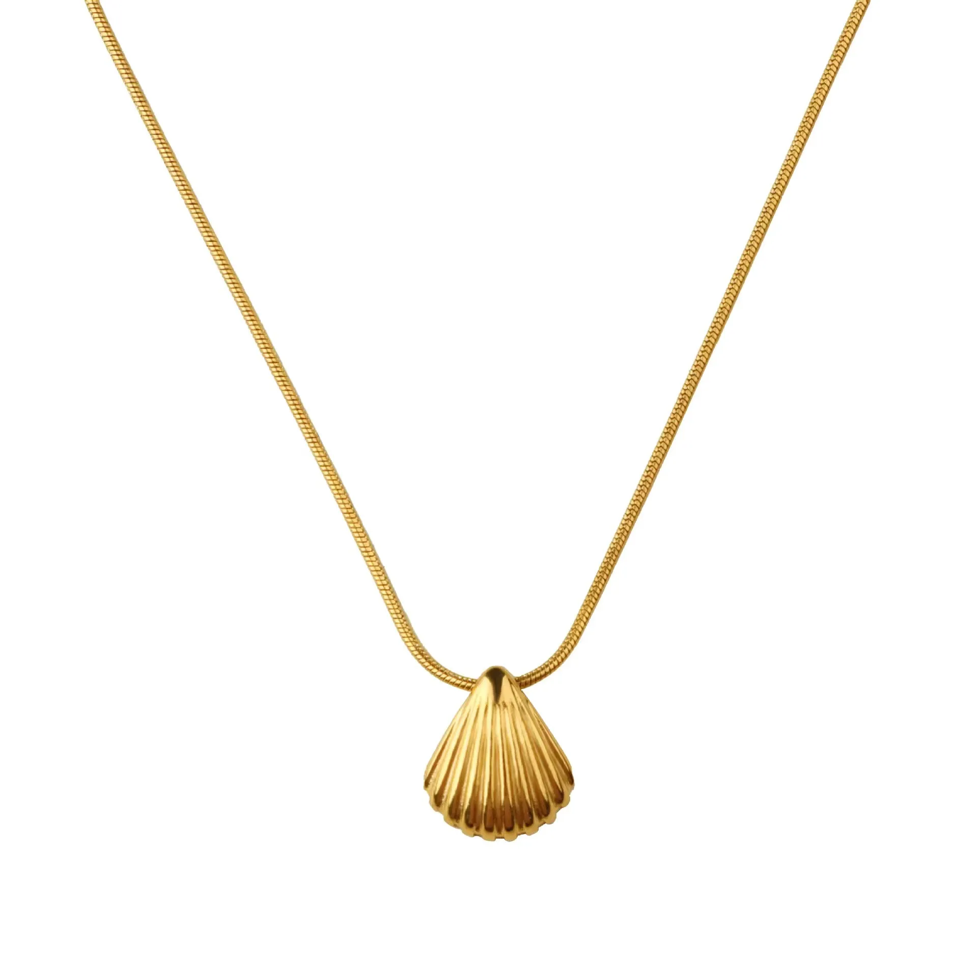 Summer Vibe Statement Metal Mini Shell Pendant Necklace