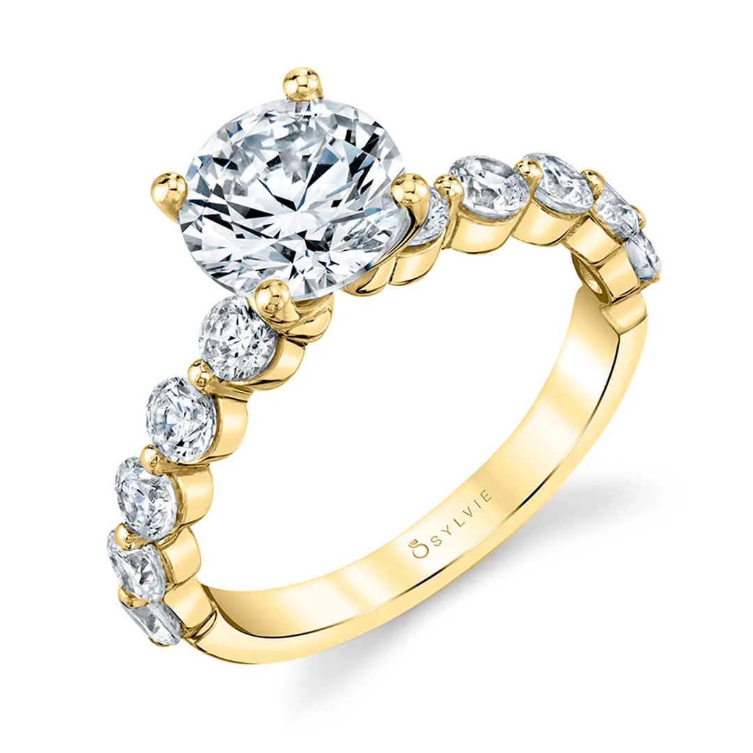 Sylvie Round Cut Single Prong Engagement Ring