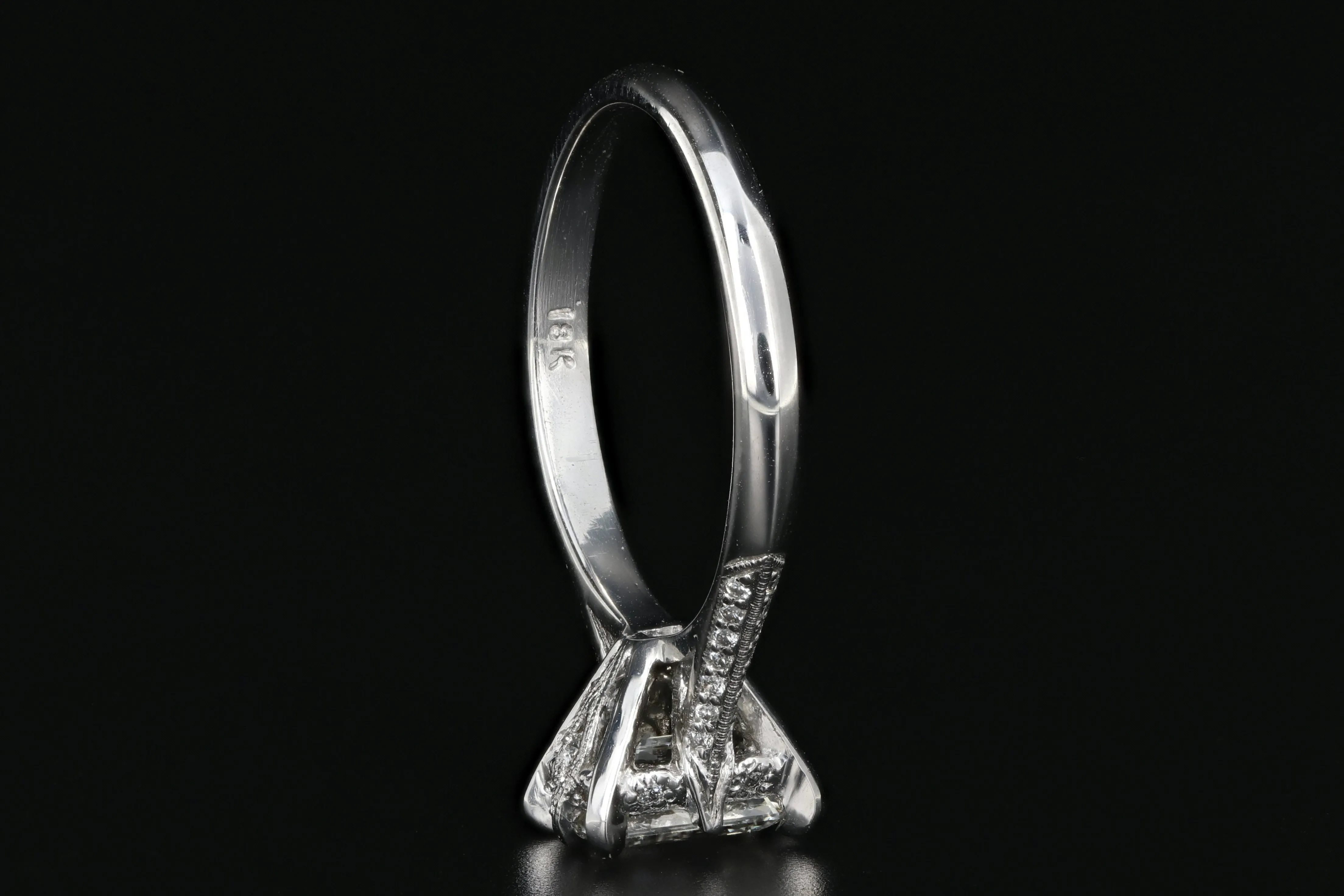 Tacori 18K White Gold .91 Carat Emerald Cut Diamond Ring GIA Certified