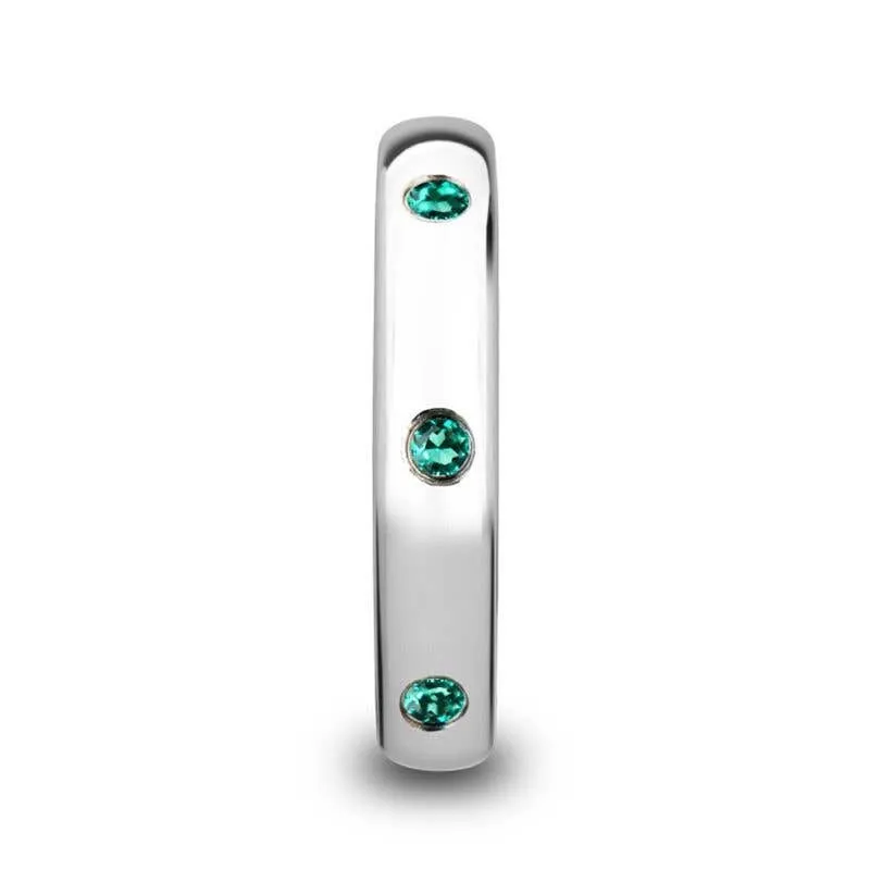 Thorsten CHLOE 3 Green Emerald Polished and Domed Tungsten Carbide Wedding Ring Setting - 4mm