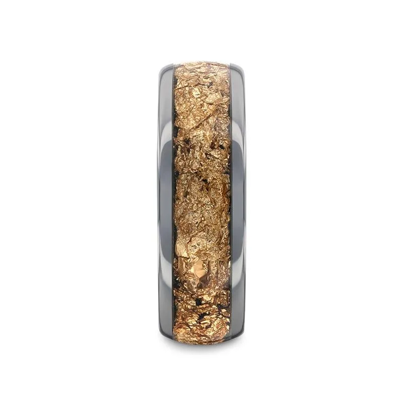 Thorsten LUXE Tungsten Ring and Decorative Gold Flakes Inlay - 8mm