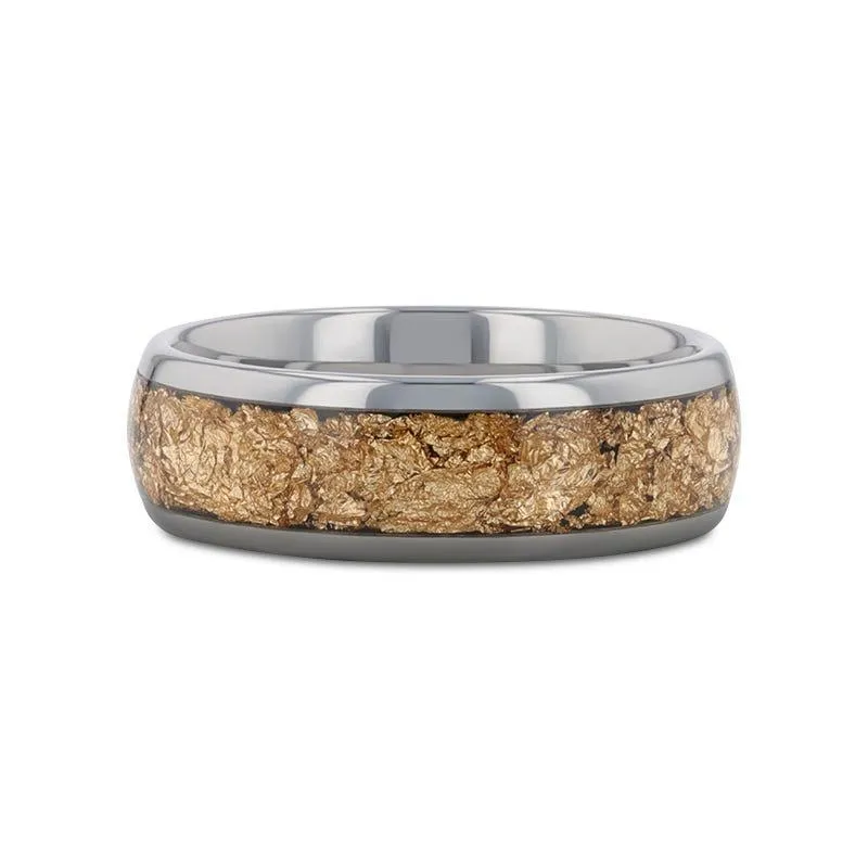 Thorsten LUXE Tungsten Ring and Decorative Gold Flakes Inlay - 8mm