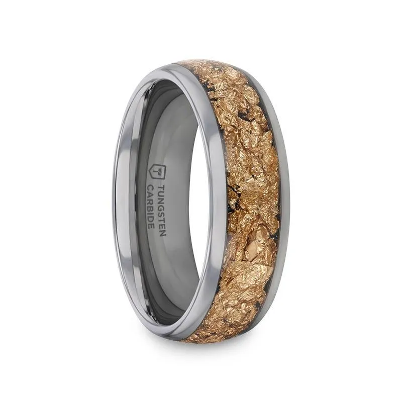 Thorsten LUXE Tungsten Ring and Decorative Gold Flakes Inlay - 8mm