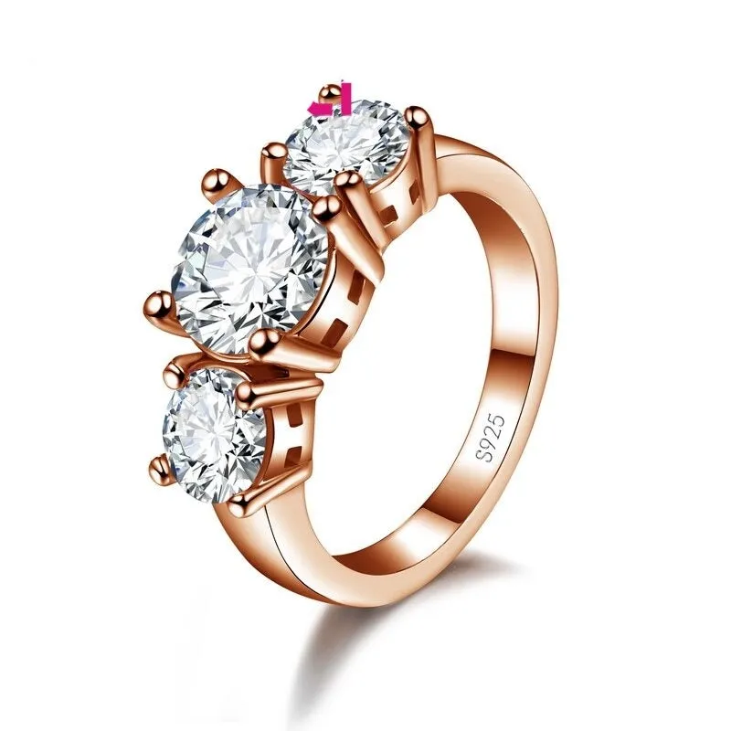Three Stone Engagement Band Ring Women Wedding Jewelry