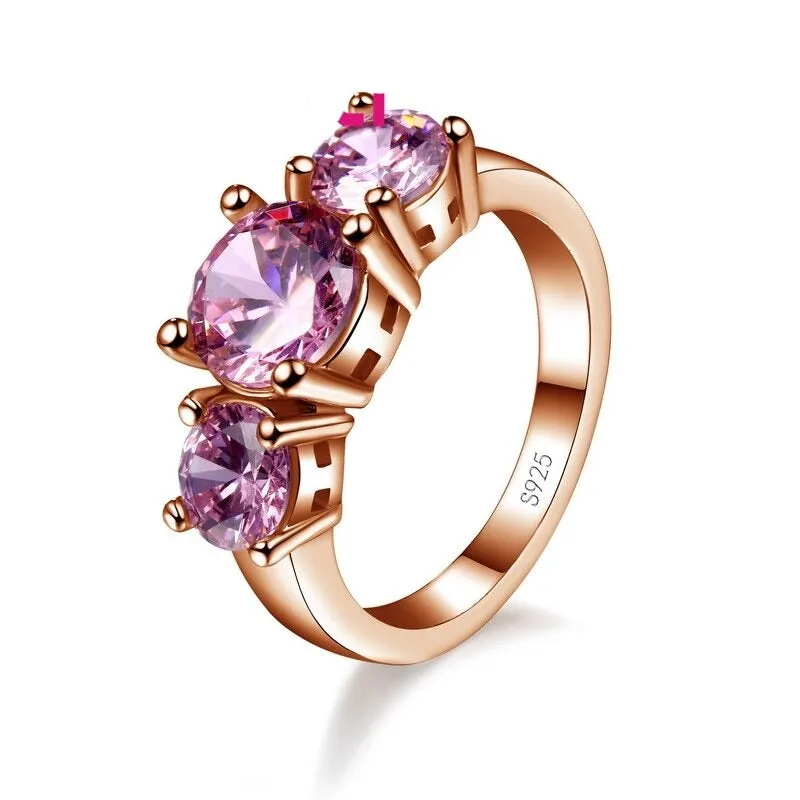 Three Stone Engagement Band Ring Women Wedding Jewelry