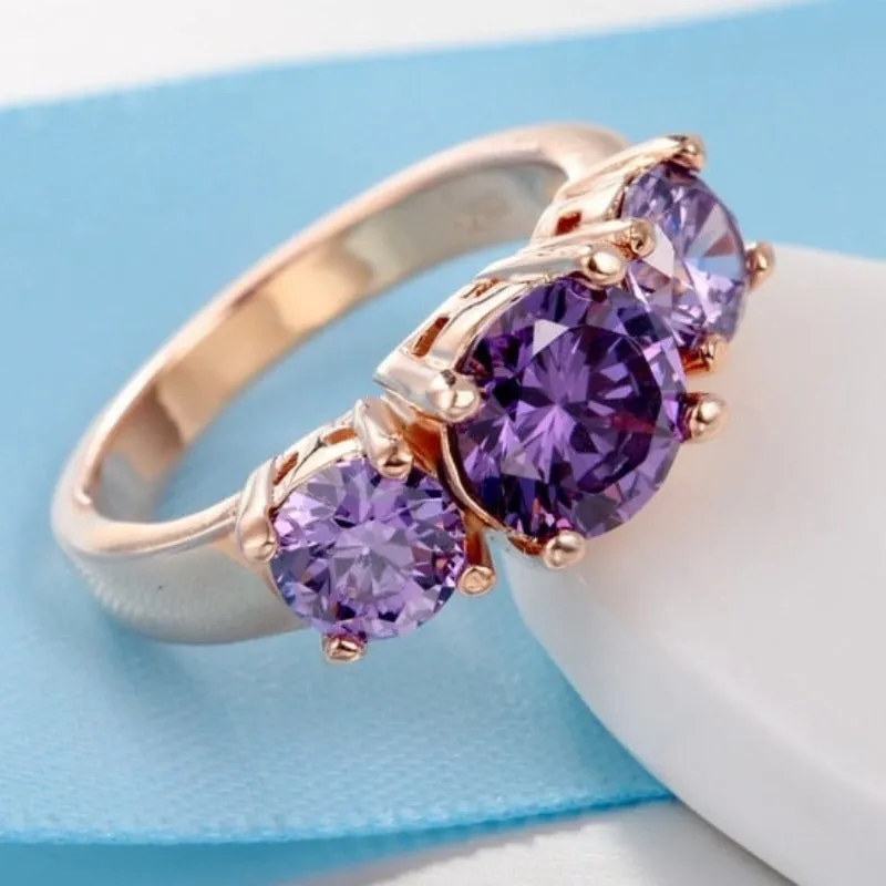Three Stone Engagement Band Ring Women Wedding Jewelry