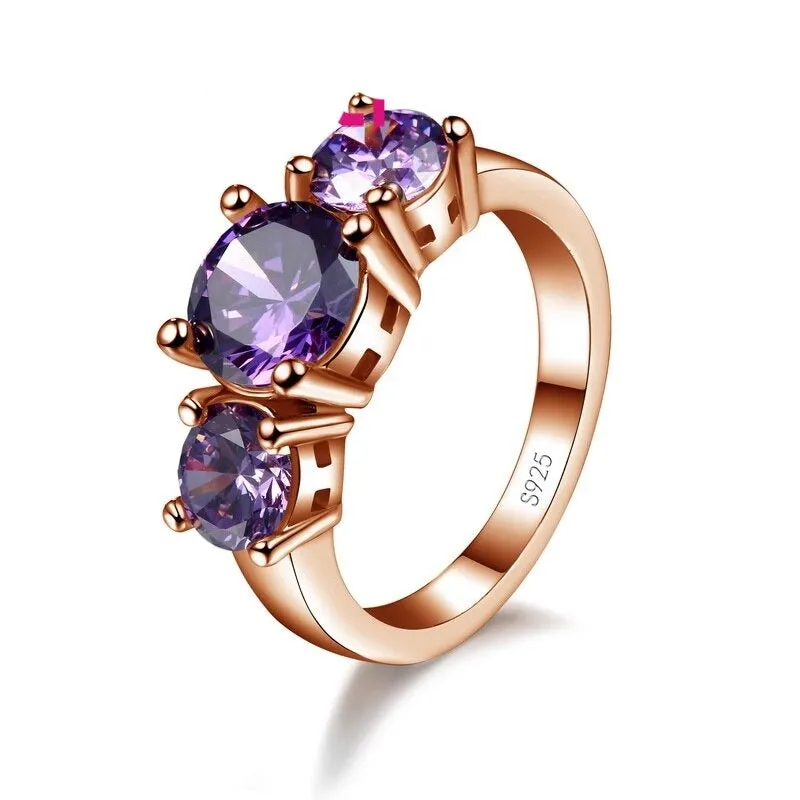 Three Stone Engagement Band Ring Women Wedding Jewelry