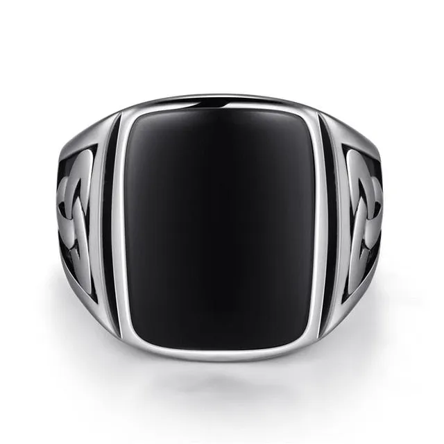 Titanium Steel Valknut Signet Ring