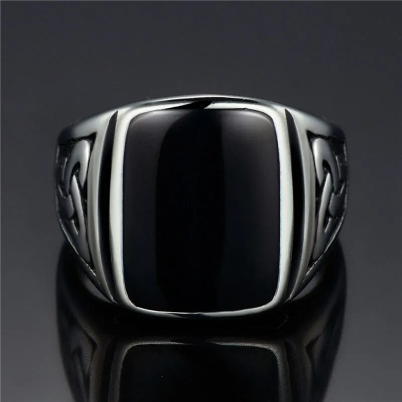 Titanium Steel Valknut Signet Ring