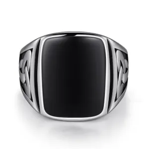 Titanium Steel Valknut Signet Ring