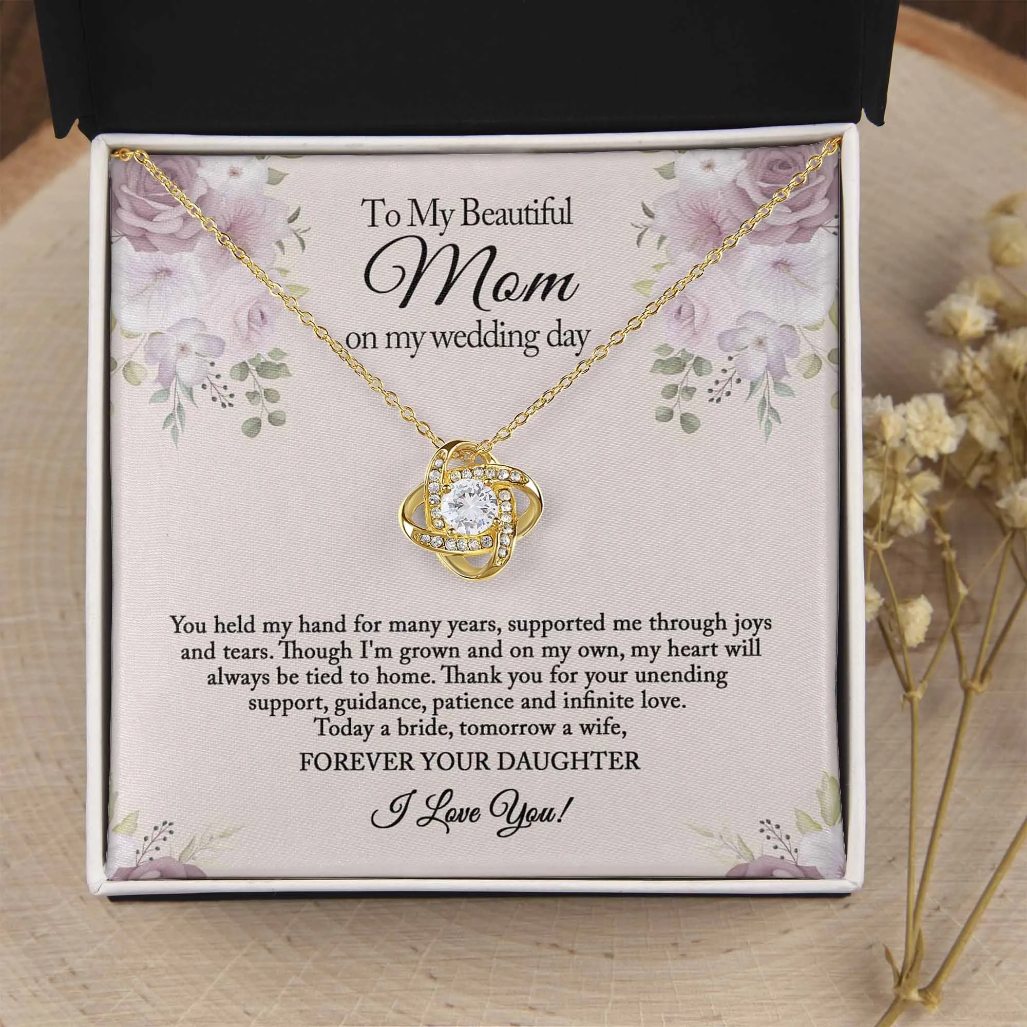 To My Mom on My Wedding Day, Mother of the Bride Gift from Bride, Wedding Day Gift from Daughter, Mother of the Bride Necklace