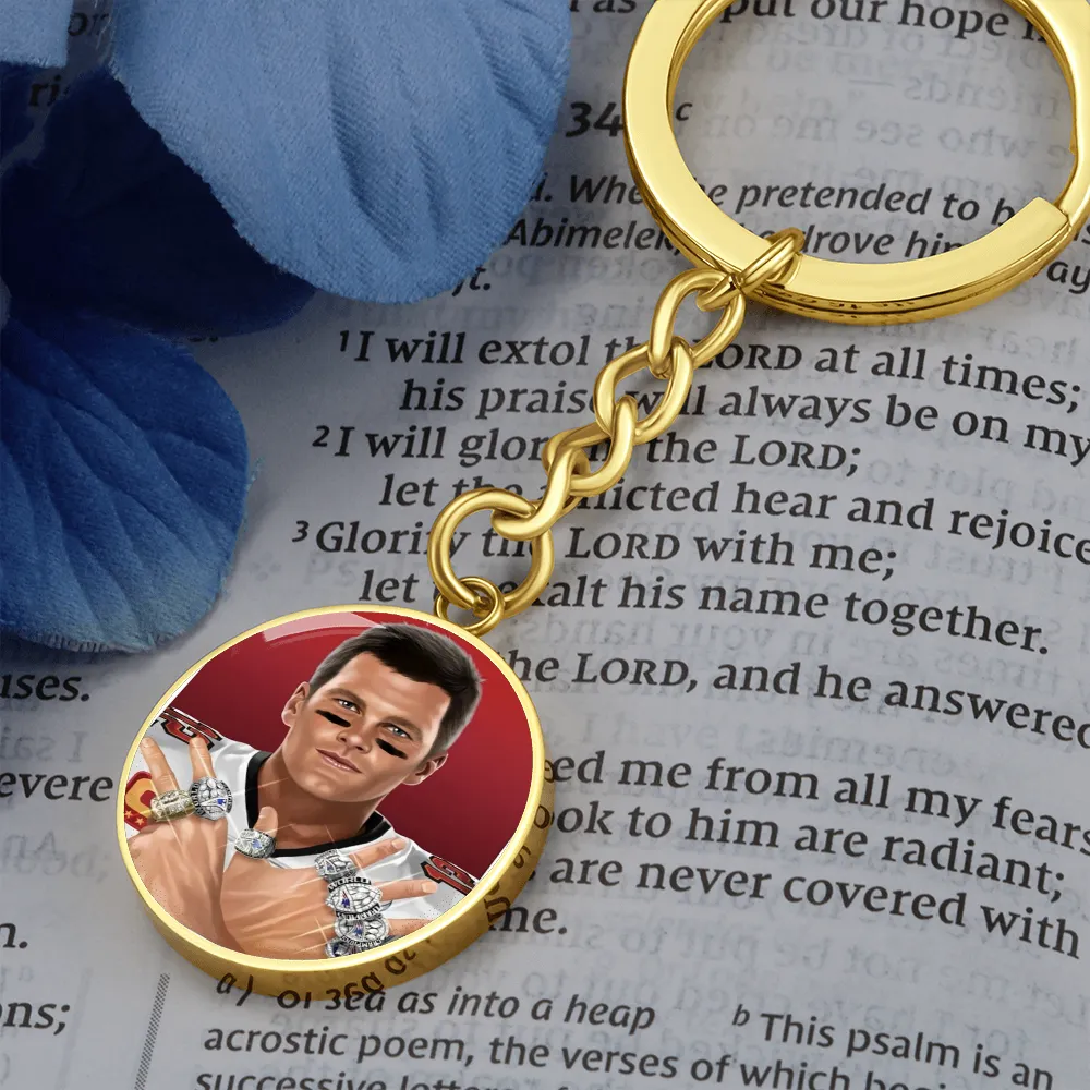 Tom Brady Seven Rings Keychain