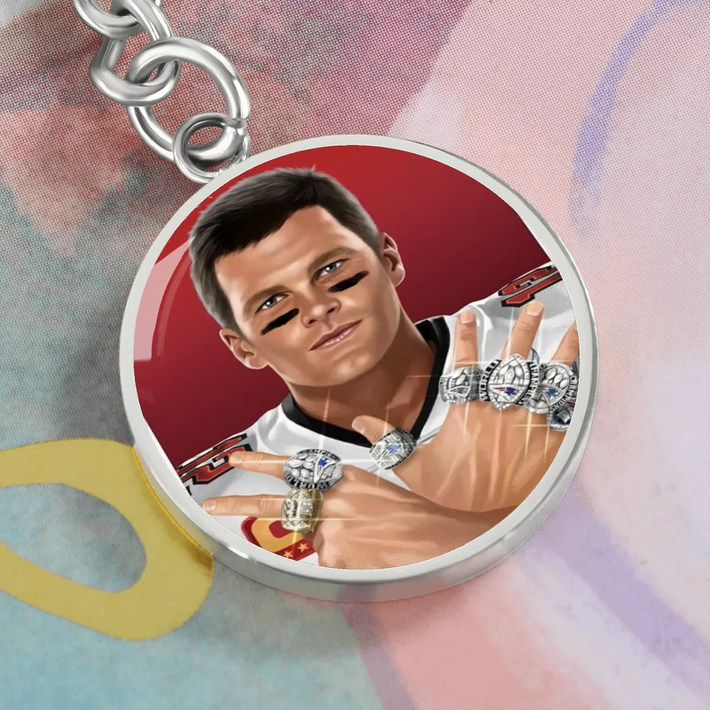 Tom Brady Seven Rings Keychain