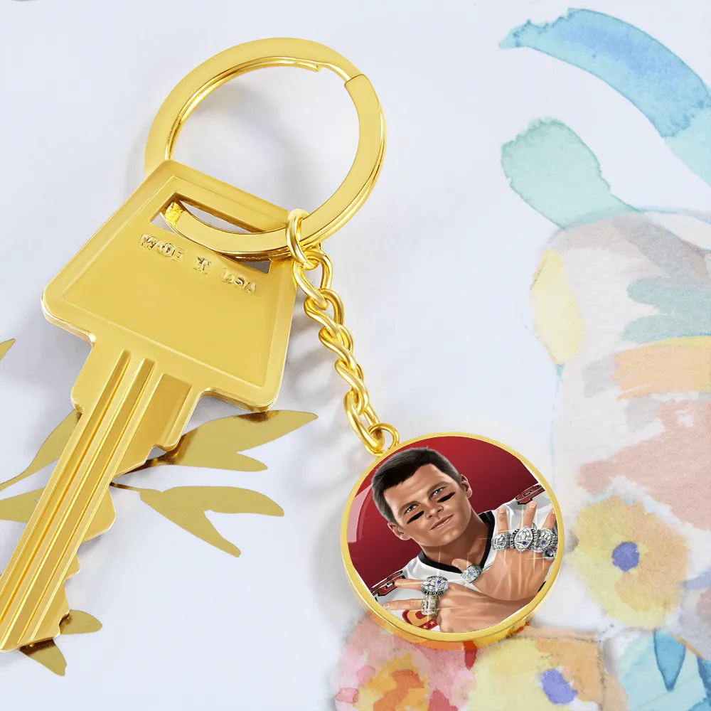 Tom Brady Seven Rings Keychain