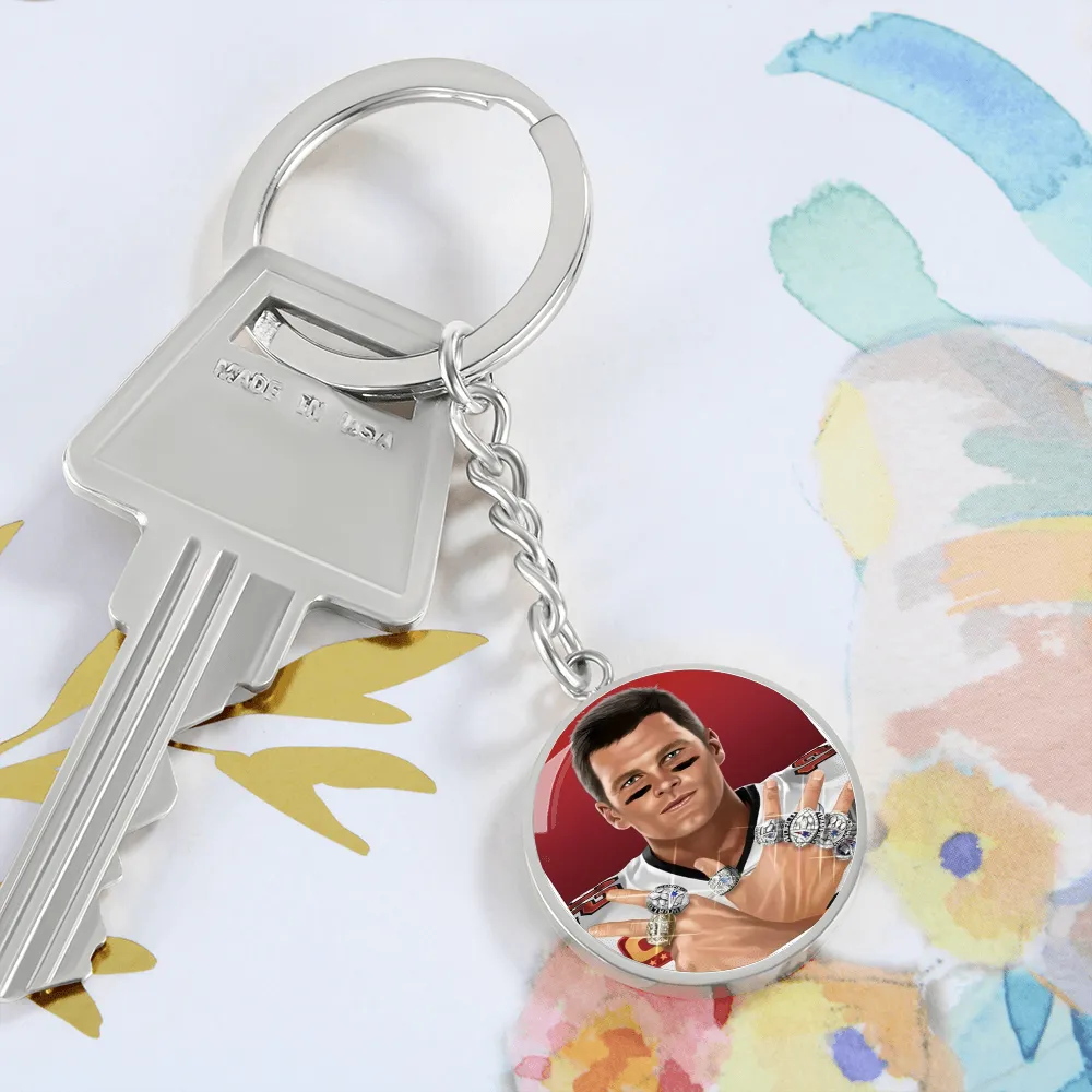 Tom Brady Seven Rings Keychain